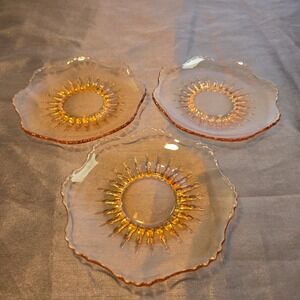 Set of 3 Vintage Martinsville Glass Co Saucers 1936-39 Radiance Peach